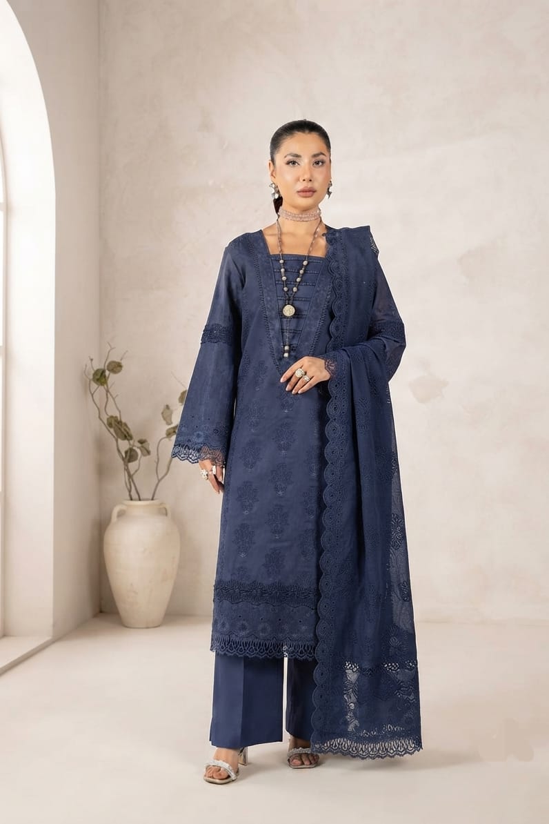 Mehru Embroidered Luxury Peach 3pc