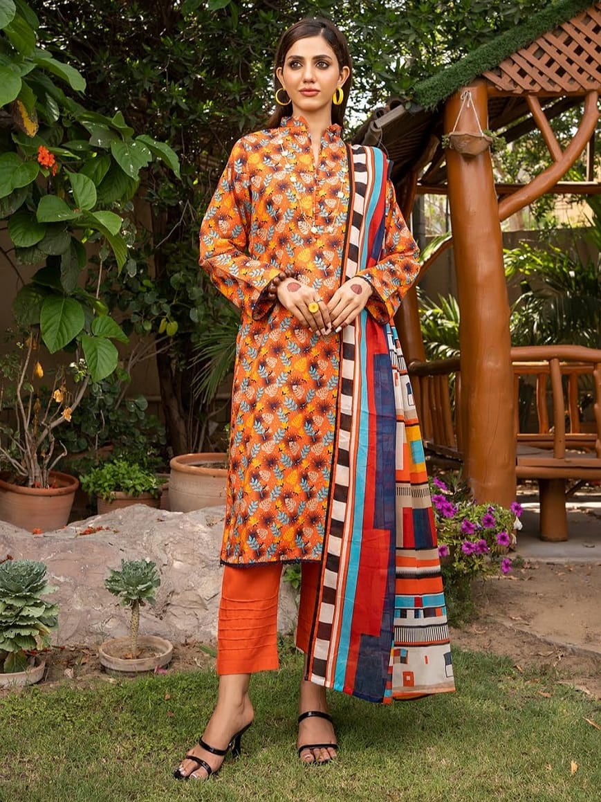 Jaffrani Printed Lawn Arbish Collection 3pc - Branded Cut Pieces