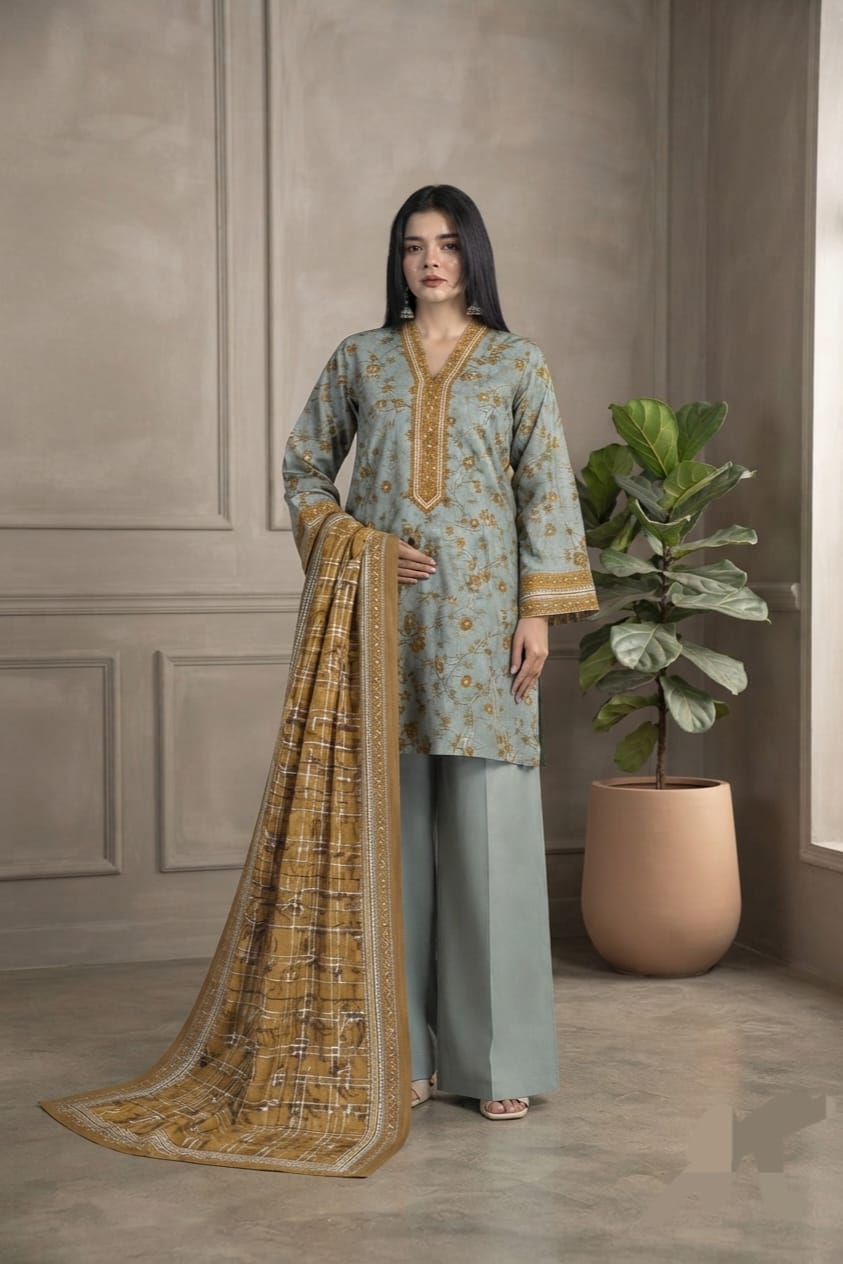Khaadi Unstitched Printed Khaddar 3pc