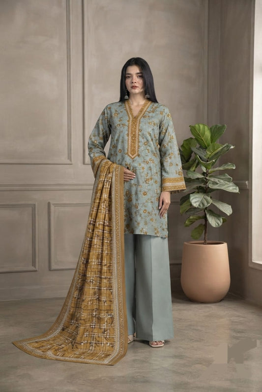 Khaadi Unstitched Printed Khaddar 3pc