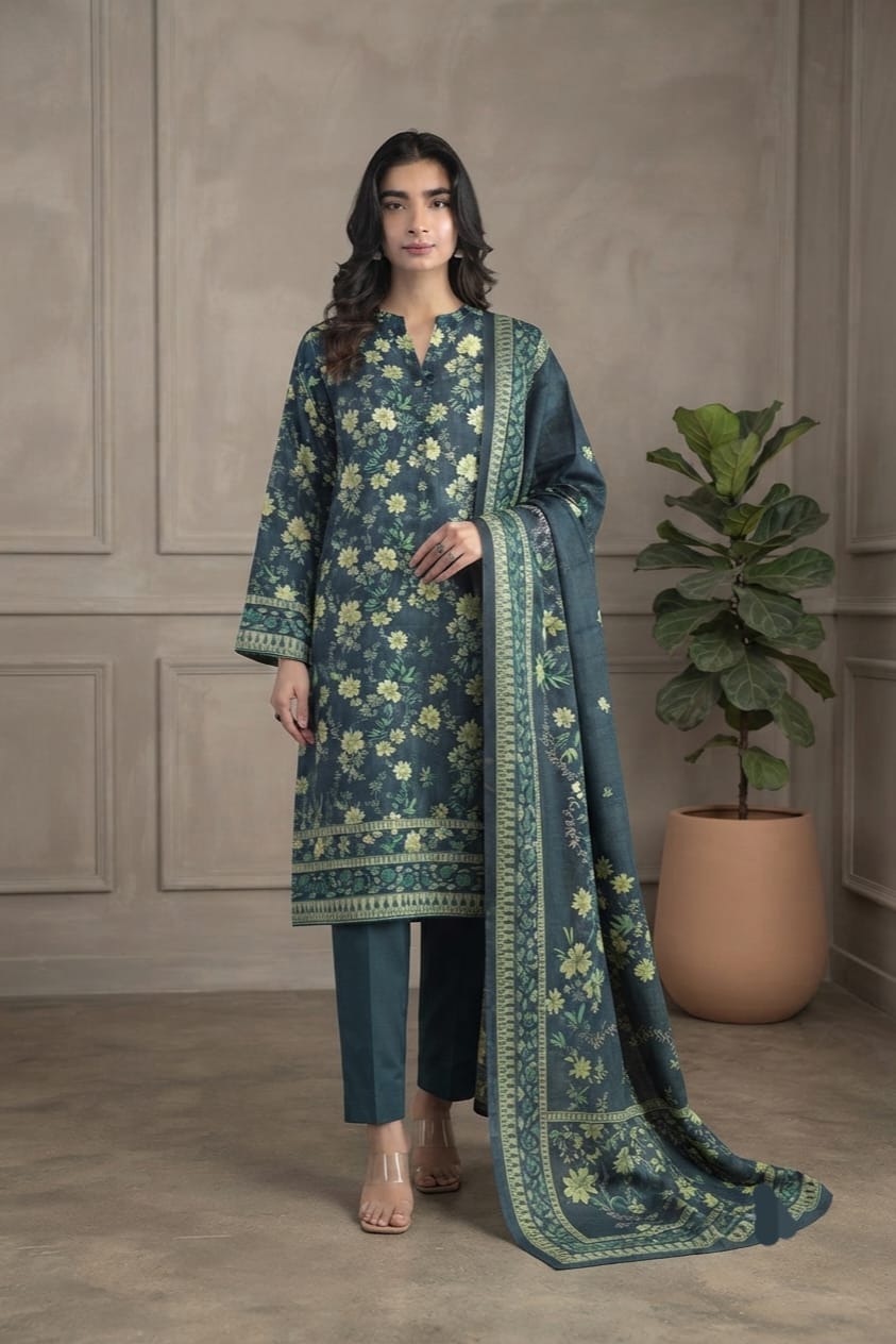 Khaadi Unstitched Printed Khaddar 3pc