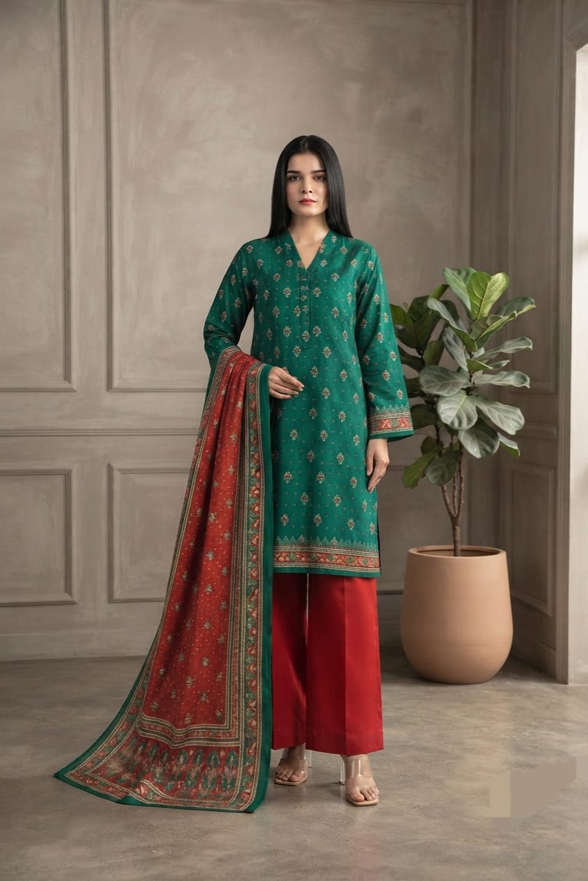 Khaadi Unstitched Printed Khaddar 3pc