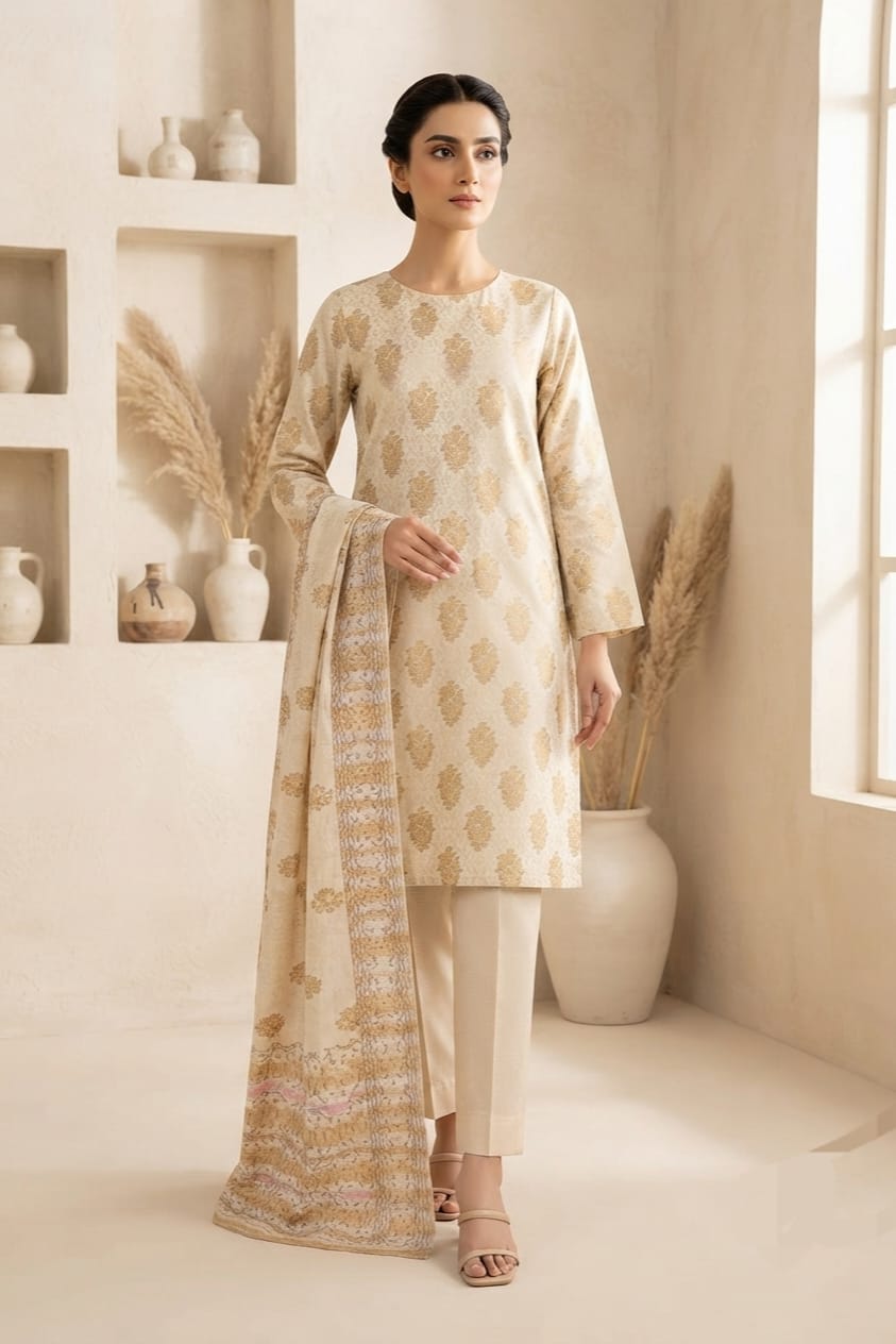 J. Unstitched Jacquard 3pc