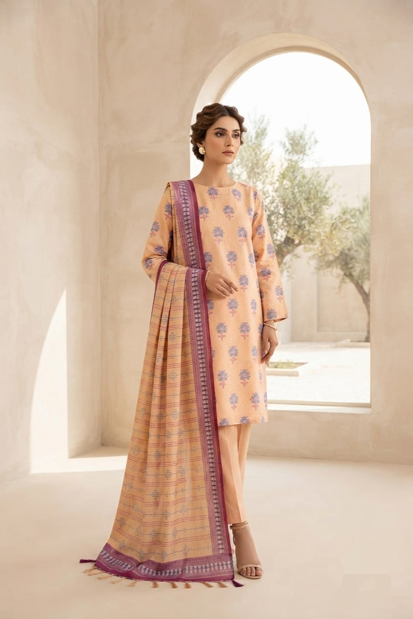 J. Unstitched Jacquard 3pc