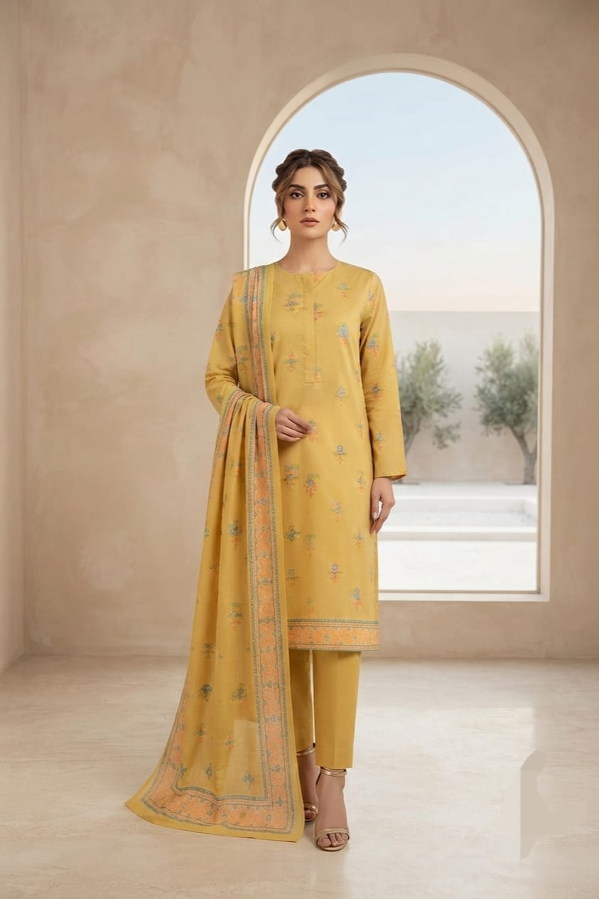 J. Unstitched Jacquard 3pc