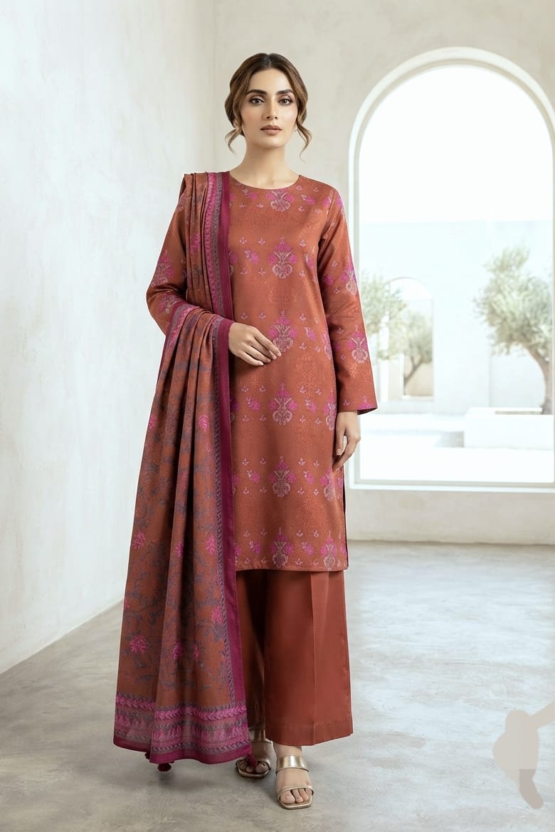 J. Unstitched Jacquard 3pc