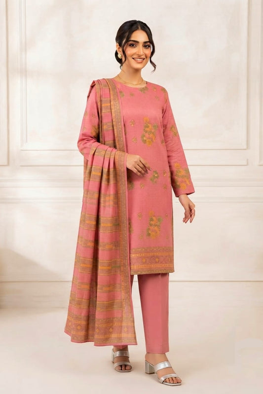 J. Unstitched Jacquard 3pc
