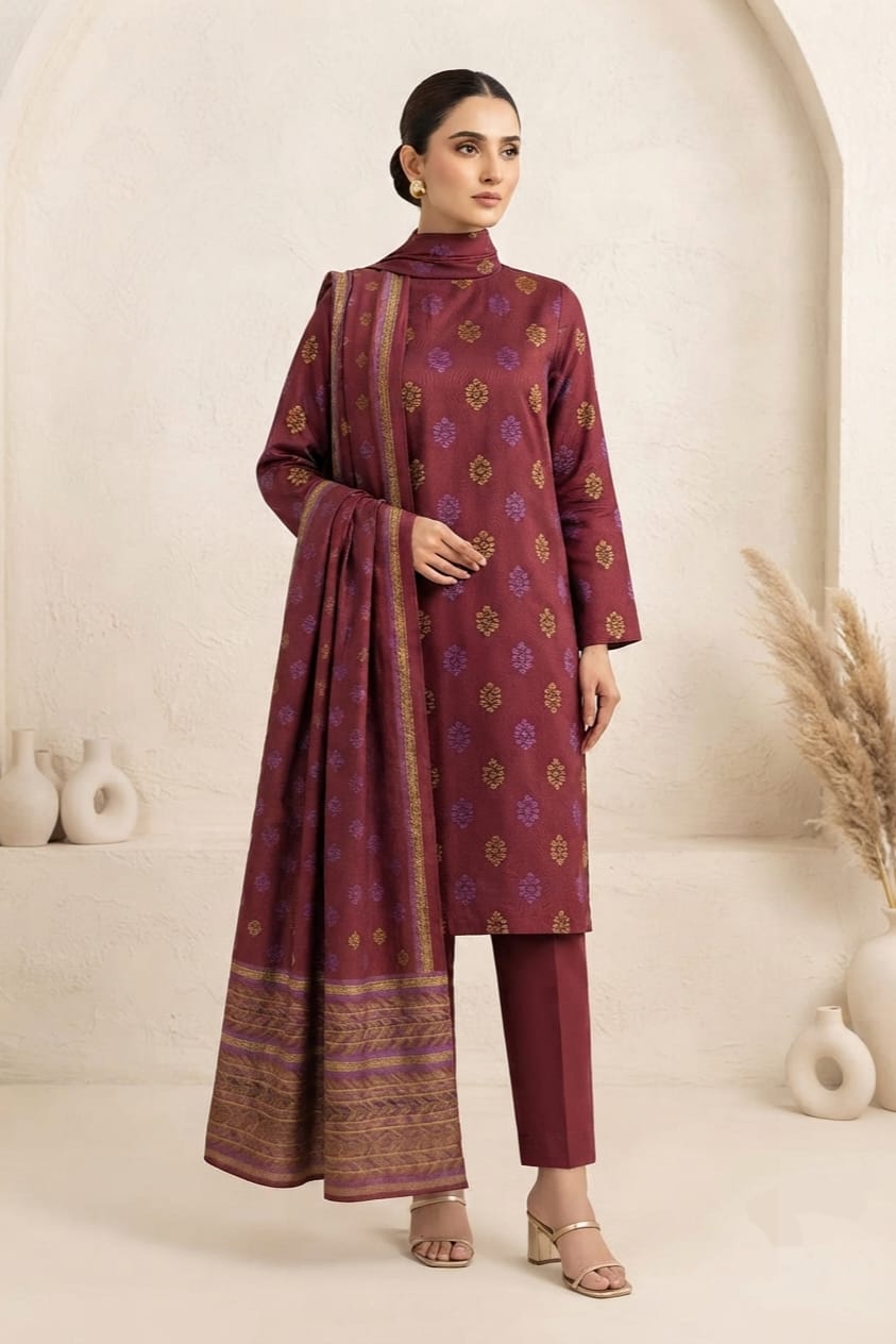 J. Unstitched Jacquard 3pc