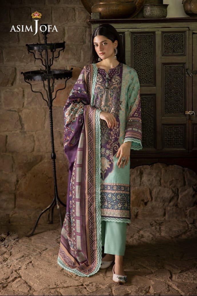 Asim Jofa Unstitched Printed Khaddar 3pc