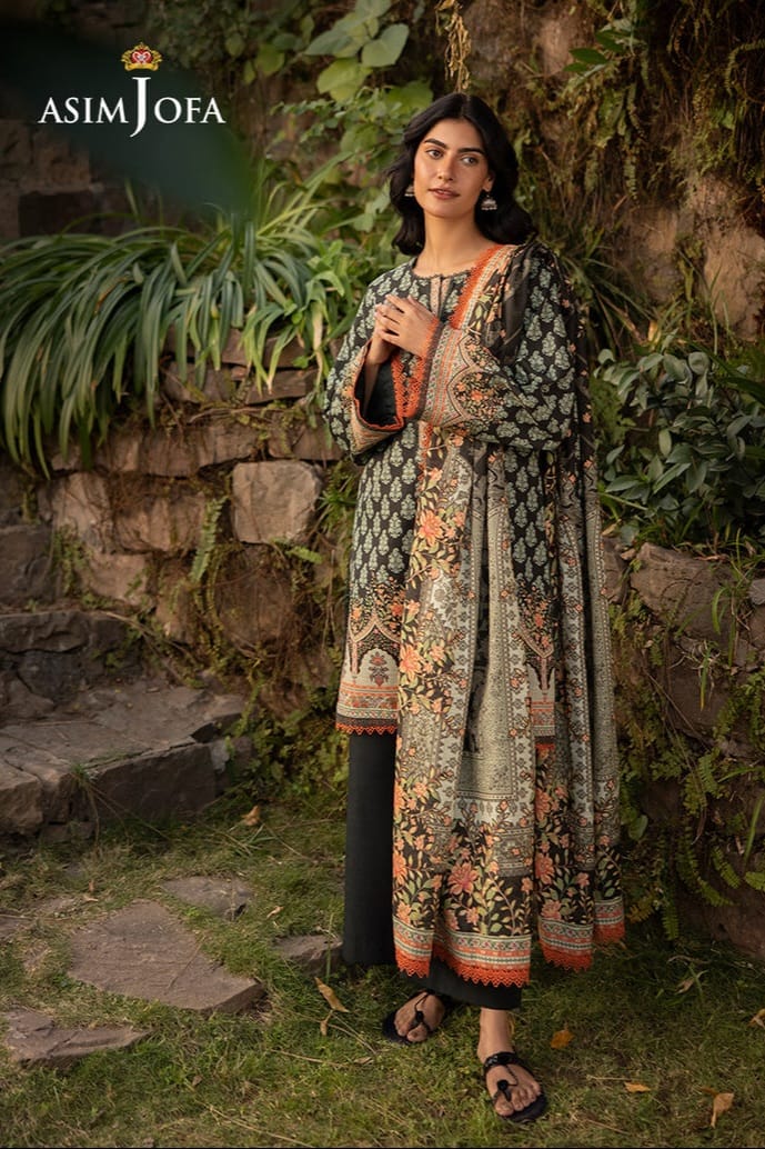 Asim Jofa Unstitched Printed Khaddar 3pc