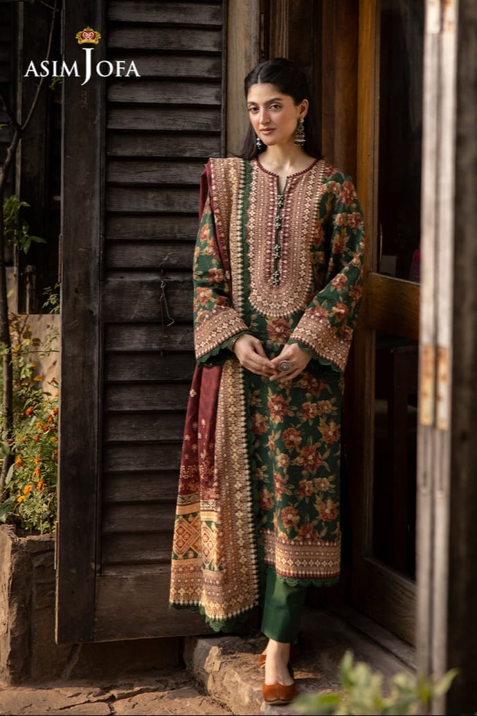 Asim Jofa Unstitched Printed Khaddar 3pc