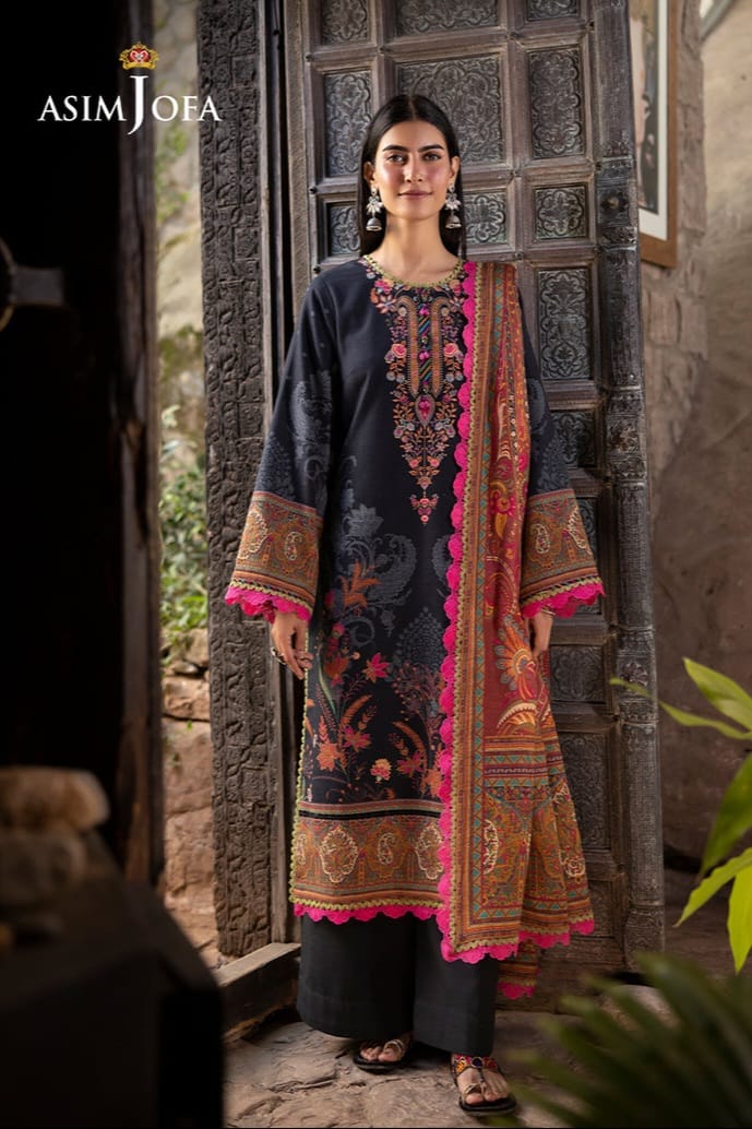 Asim Jofa Unstitched Printed Khaddar 3pc