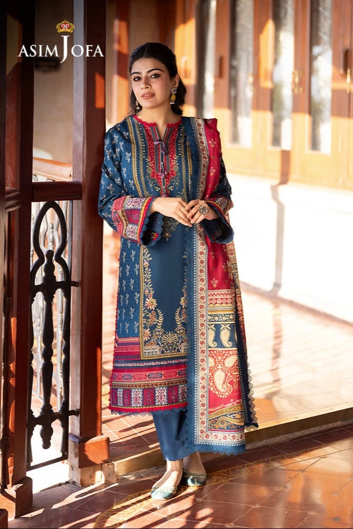 Asim Jofa Unstitched Printed Khaddar 3pc