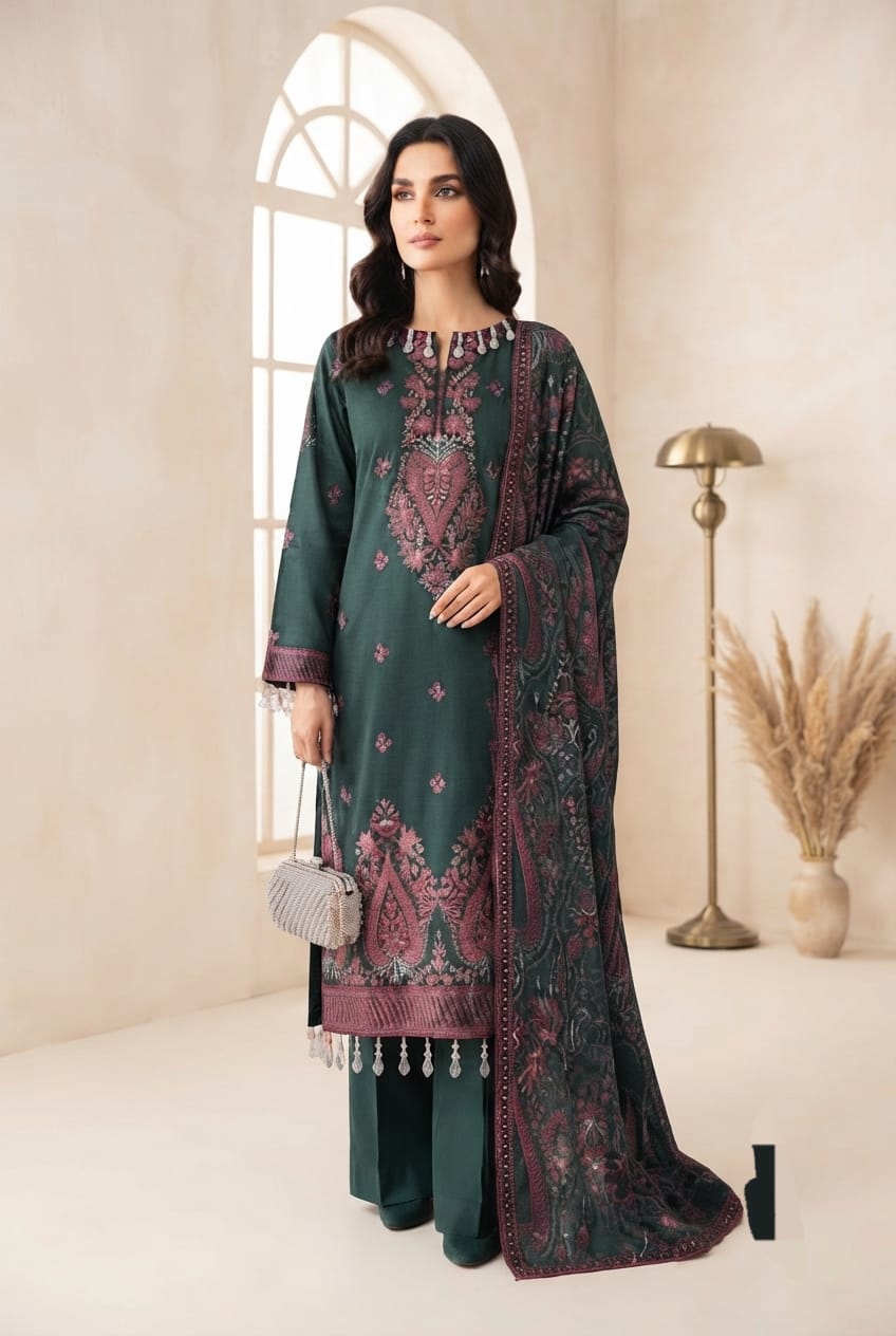 Noor jahan Noor E Khas Unstitched Embroidered Wool 3pc