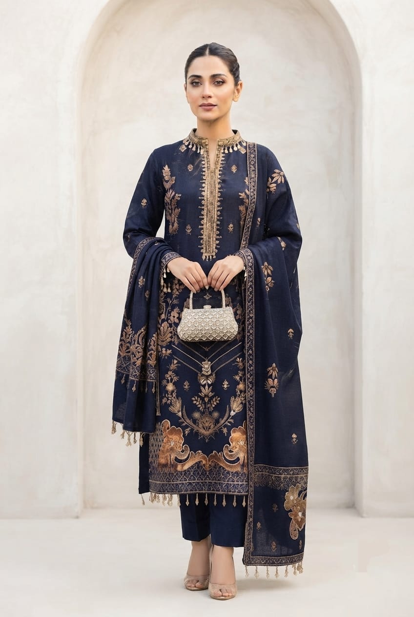 Noor jahan Mashriq Unstitched Embroidered Wool 3pc