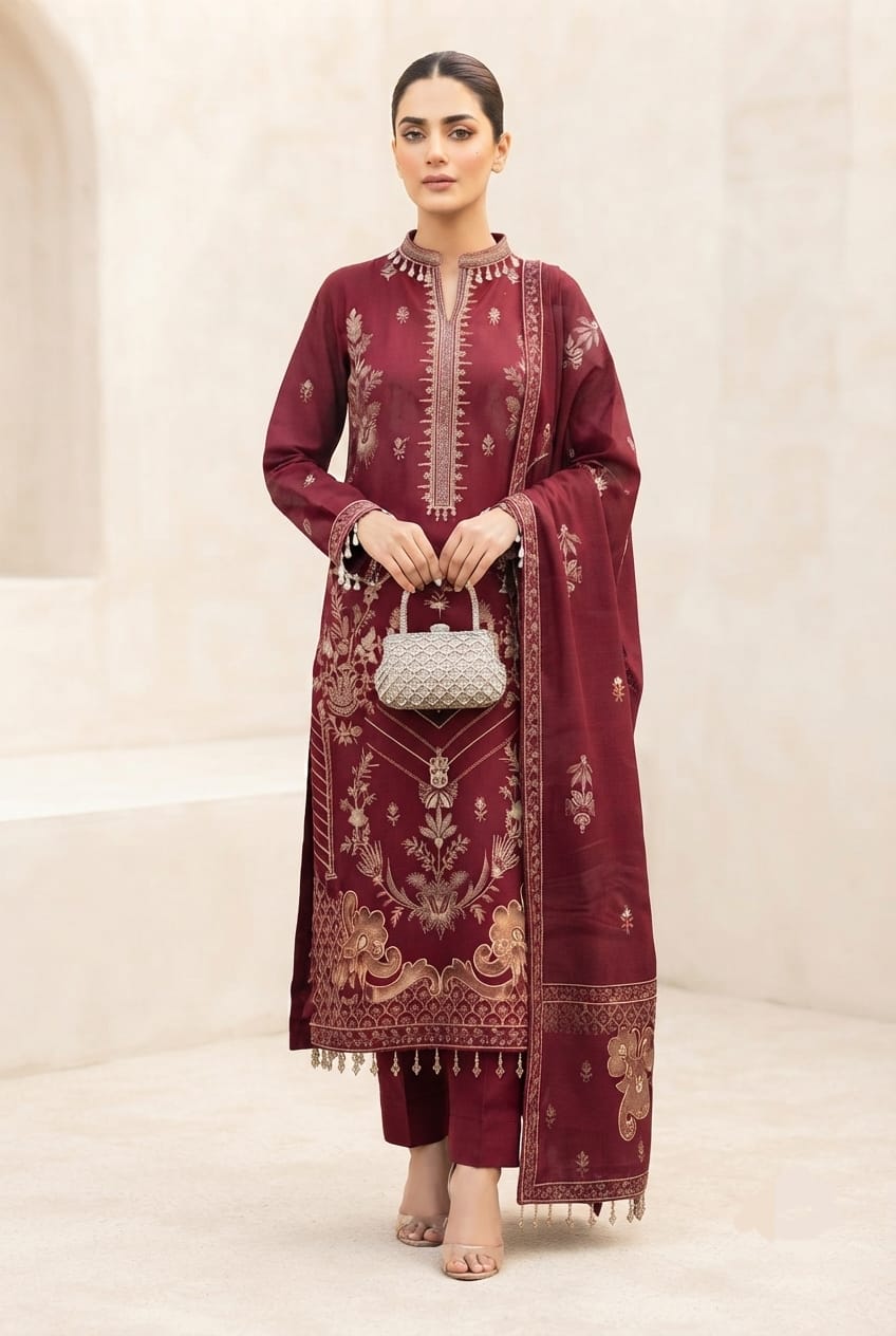 Noor jahan Mashriq Unstitched Embroidered Wool 3pc