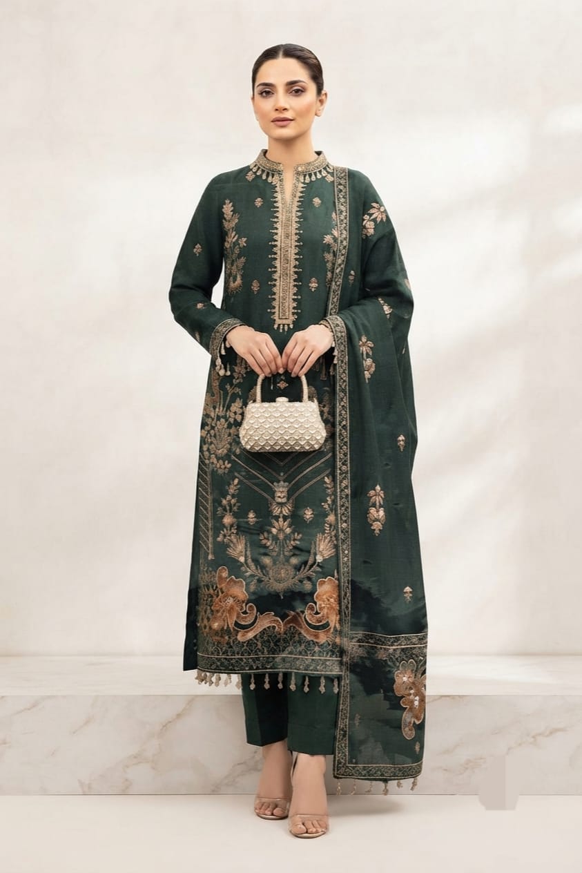 Noor jahan Mashriq Unstitched Embroidered Wool 3pc