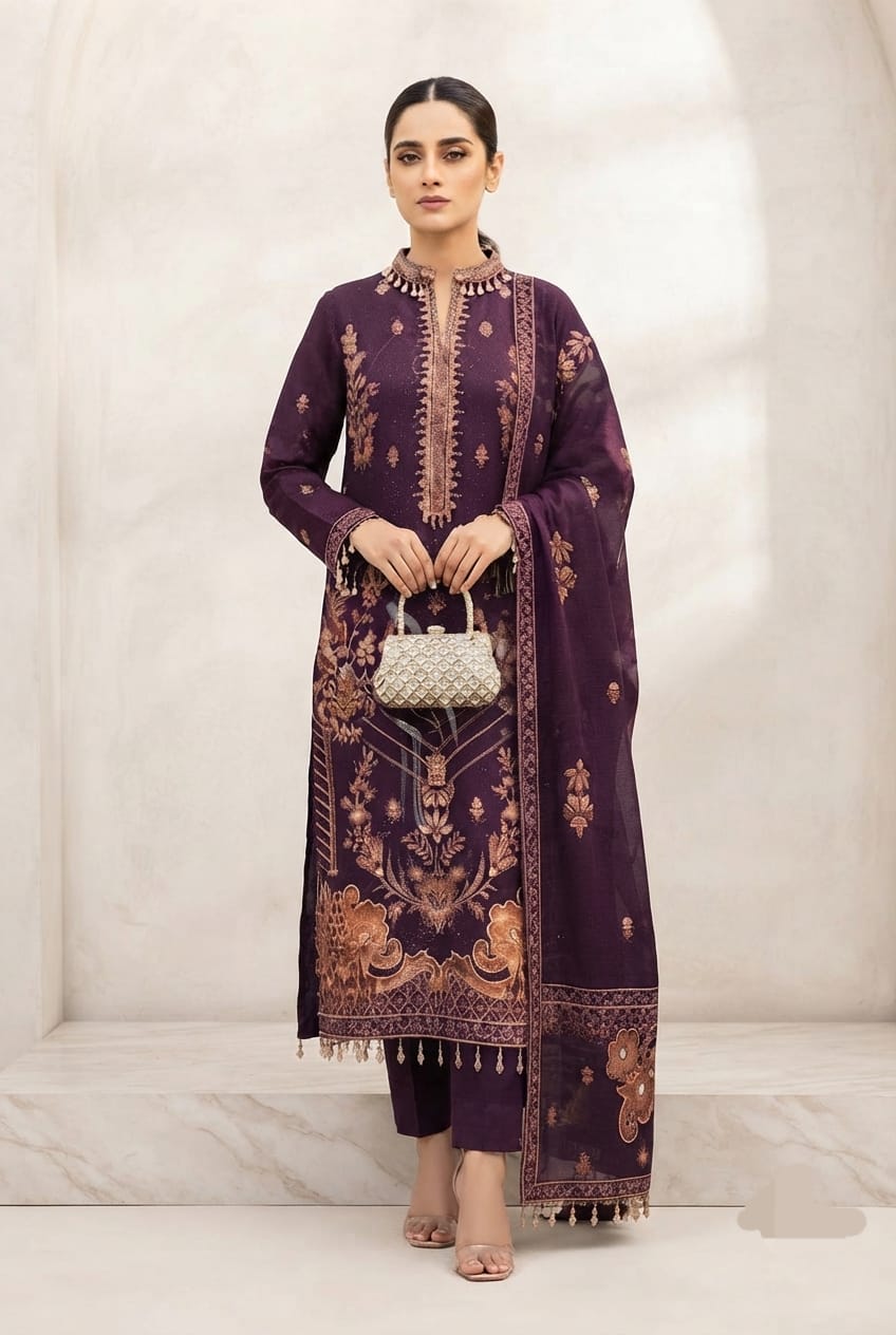 Noor jahan Mashriq Unstitched Embroidered Wool 3pc
