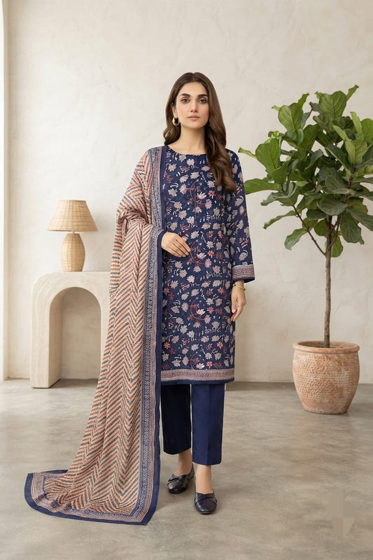 Mizaj Maha Unstitched Printed Khaddar 3pc
