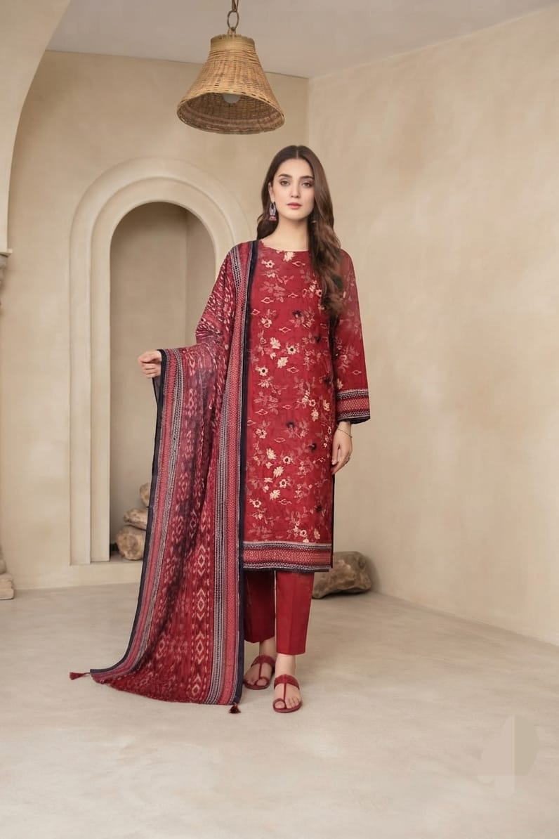 Mizaj Maha Unstitched Printed Khaddar 3pc