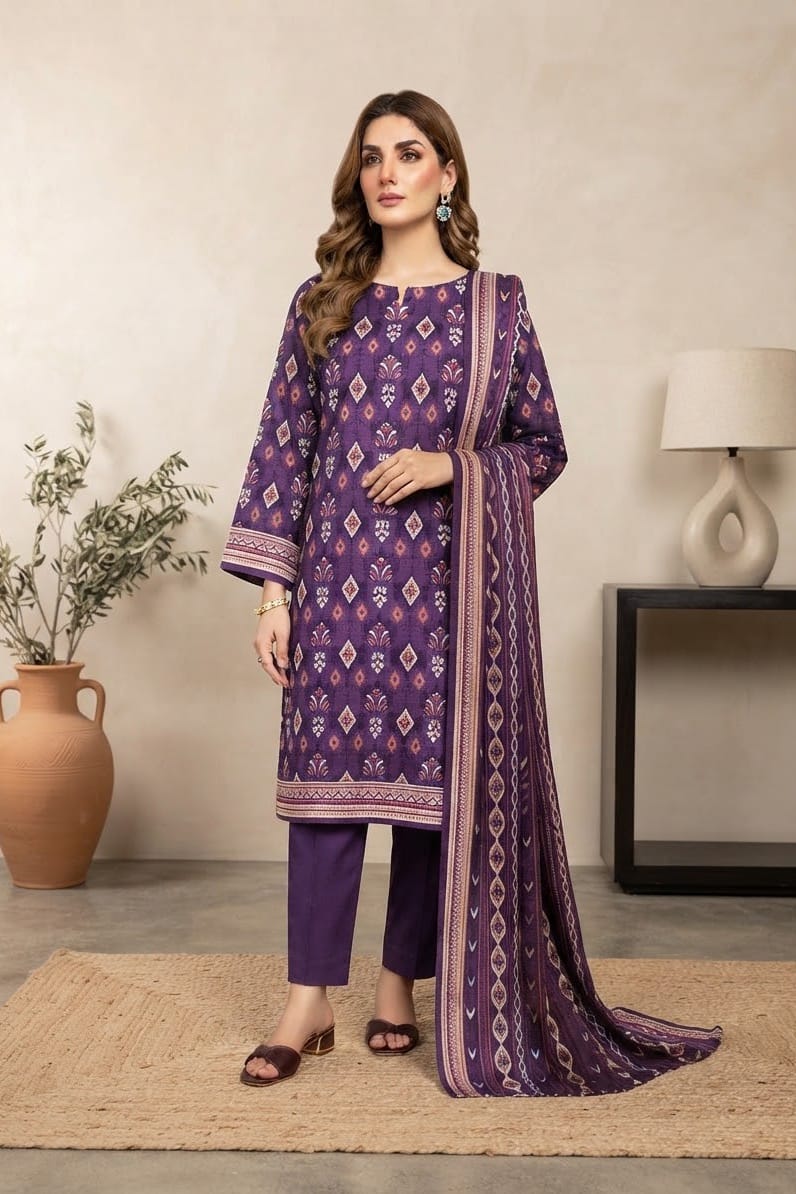Mizaj Maha Unstitched Printed Khaddar 3pc