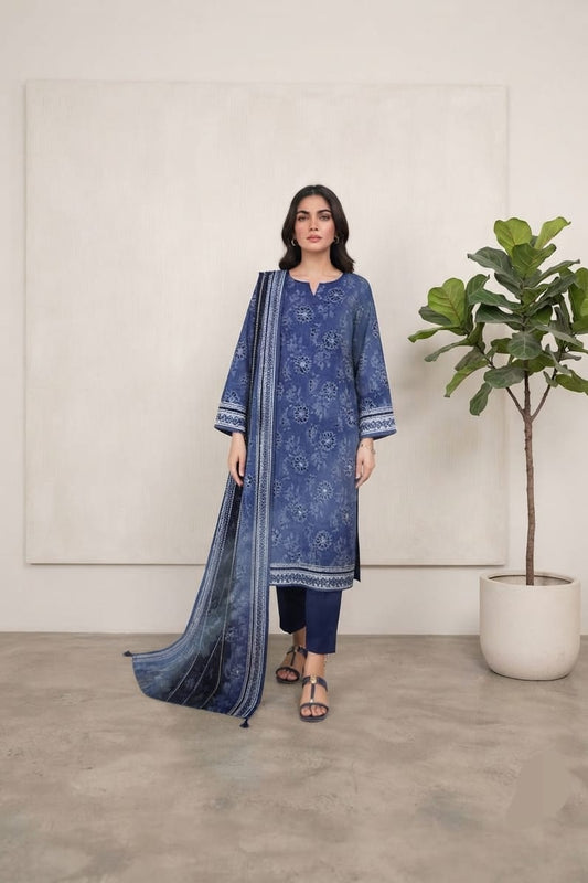 Mizaj Hoorain Unstitched Printed Khaddar 3pc