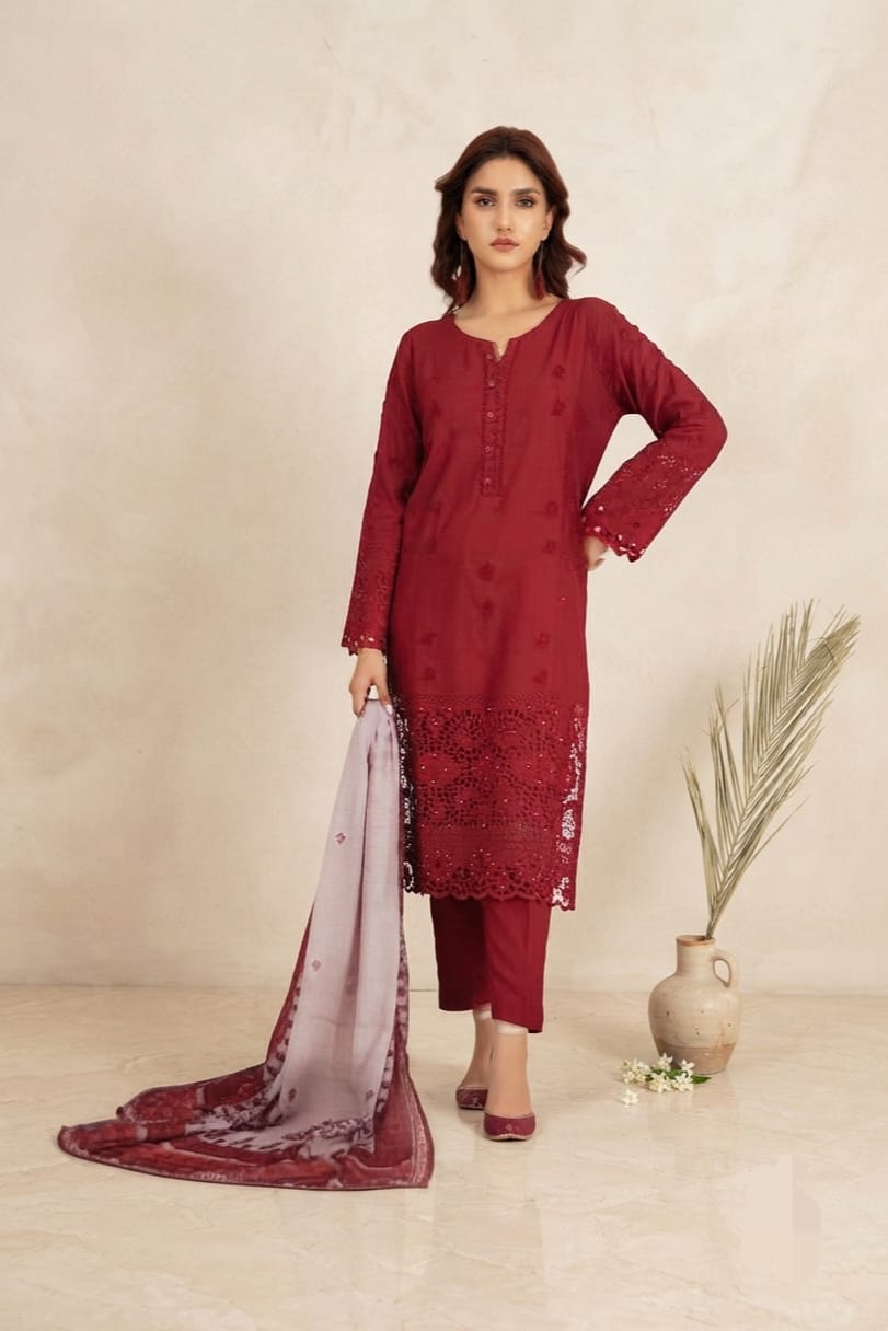 Tawakal Riyana Schifflie Staple Stitched Embroidered 3pc