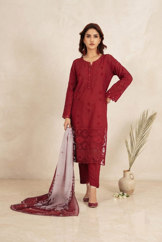 Tawakal Riyana Schifflie Staple Stitched Embroidered 3pc