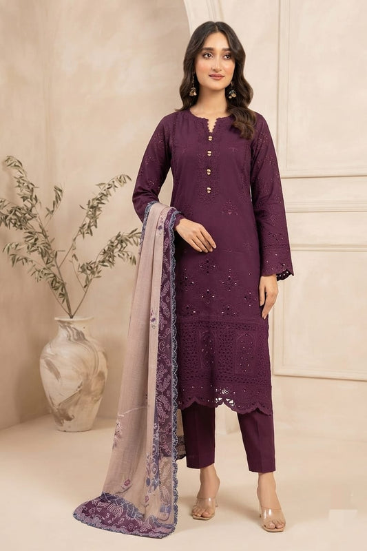 Tawakal Riyana Schifflie Staple Stitched Embroidered 3pc