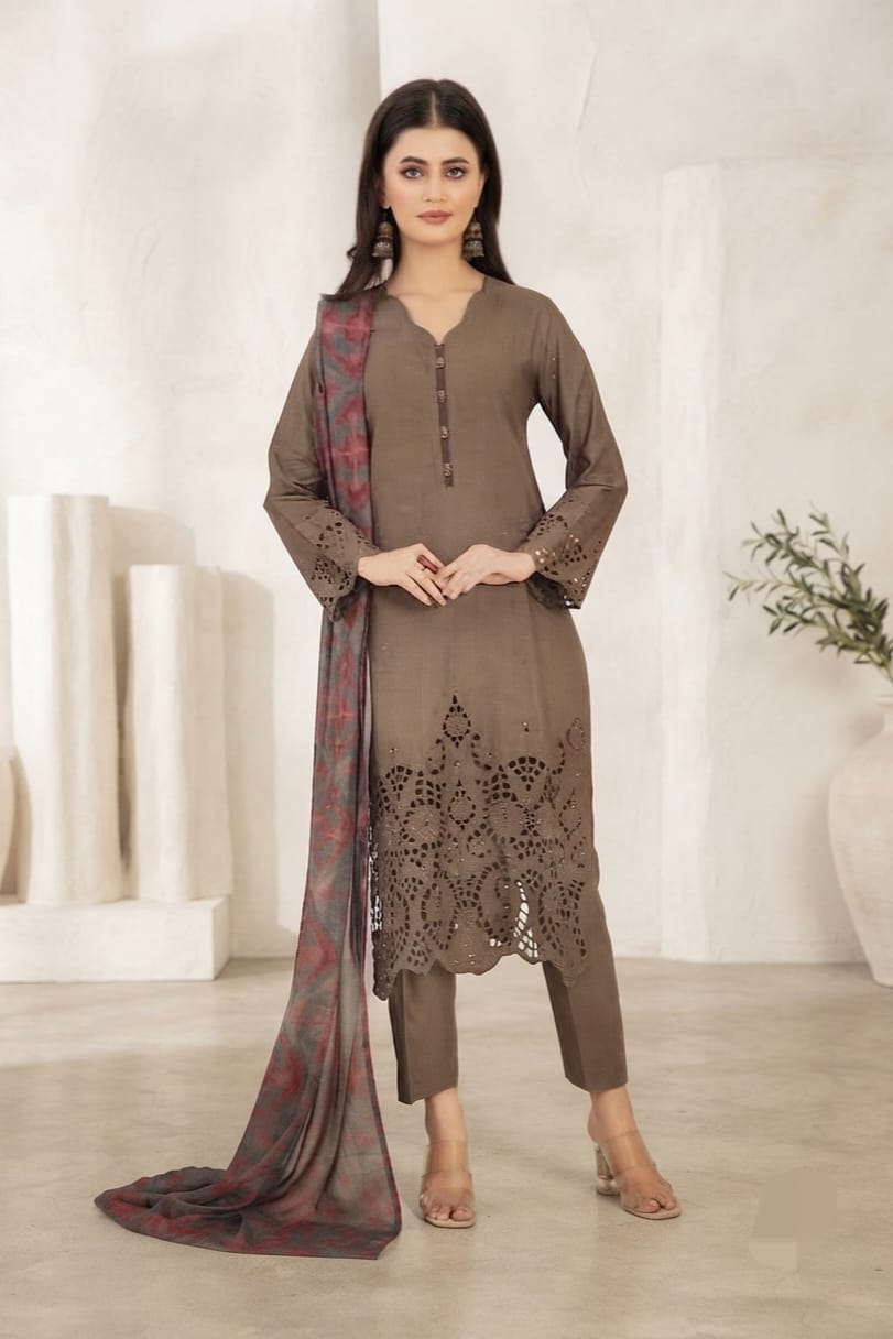 Tawakal Riyana Schifflie Staple Stitched Embroidered 3pc