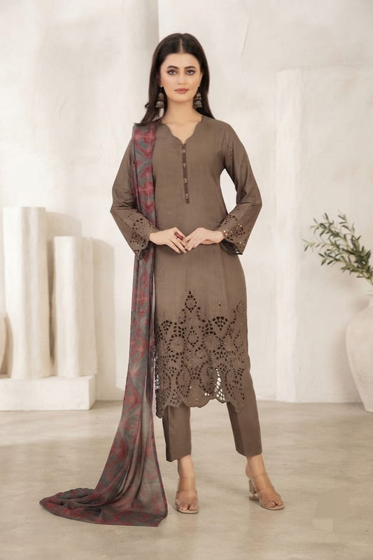 Tawakal Riyana Schifflie Staple Stitched Embroidered 3pc