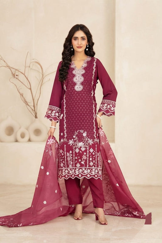 Tawakal Amairah Viscose Slub Stitched Embroidered 3pc