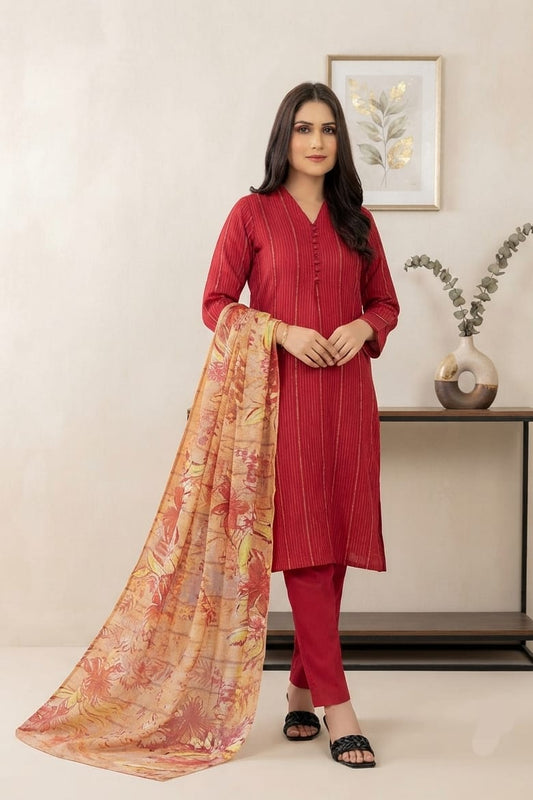 Tawakal Nazaaha Stitched Fancy Peach Leather 3pc