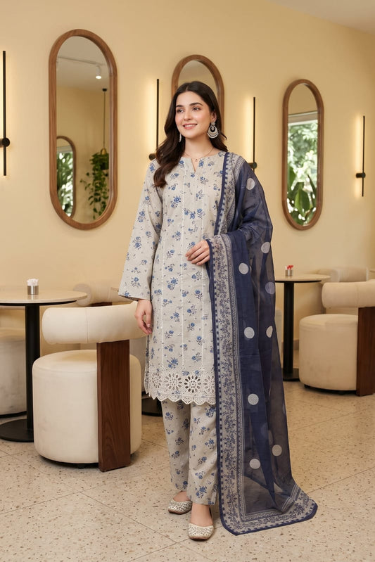 Tawakal Zaina Unstitched Embroidered Cotton 3pc