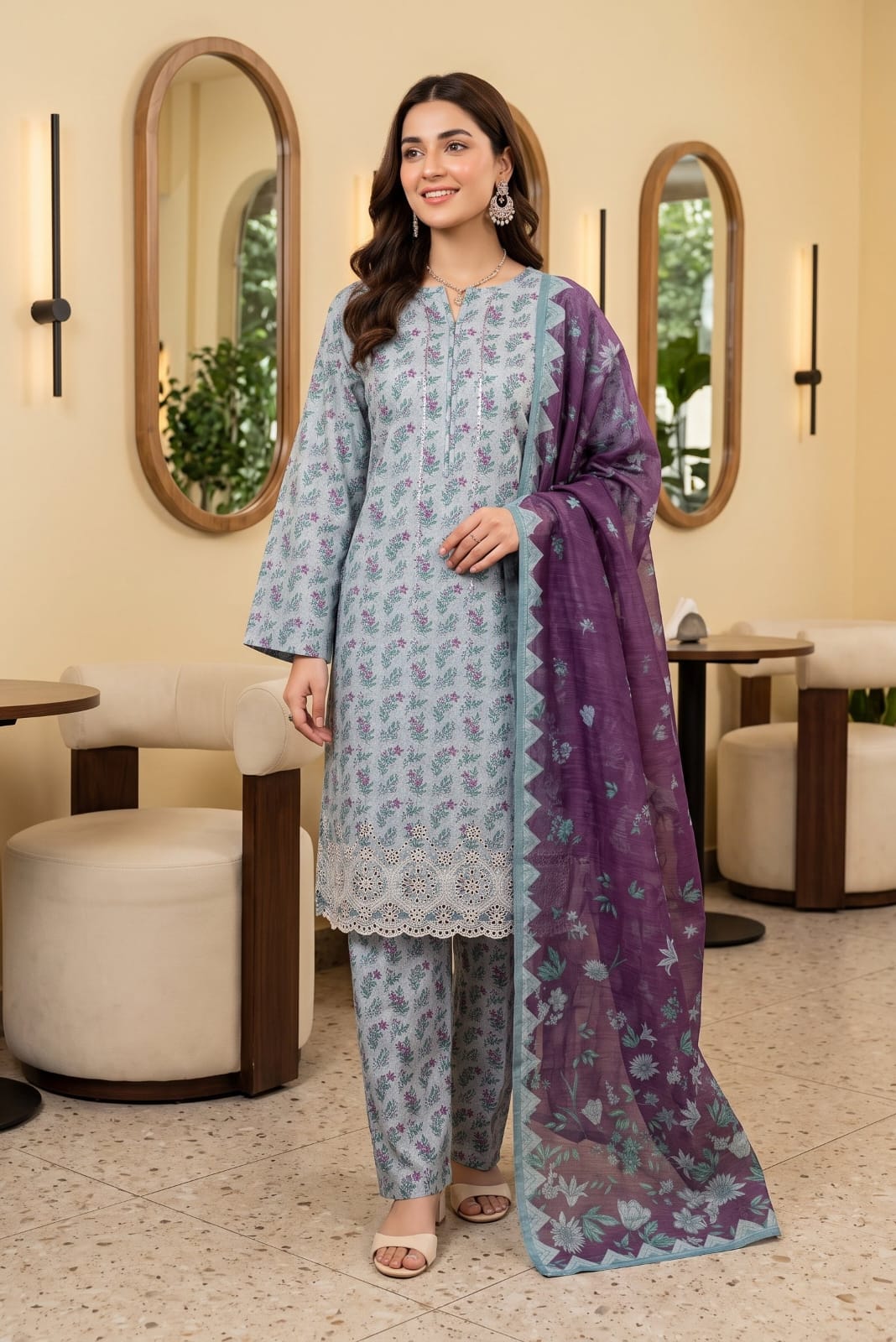 Tawakal Zaina Unstitched Embroidered Cotton 3pc