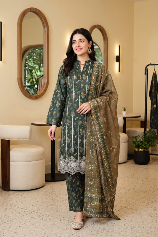 Tawakal Zaina Unstitched Embroidered Cotton 3pc