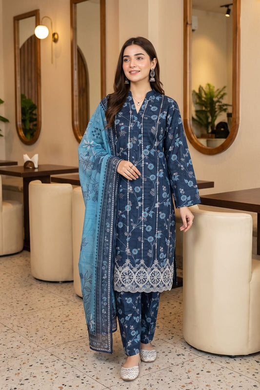 Tawakal Zaina Unstitched Embroidered Cotton 3pc