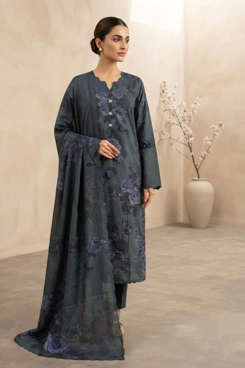 Tawakal Zeenat Linen Cotton Stitched Embroidered 3pc