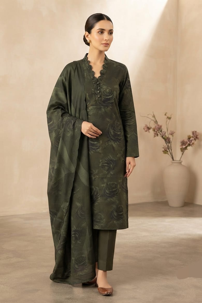Tawakal Zeenat Linen Cotton Stitched Embroidered 3pc