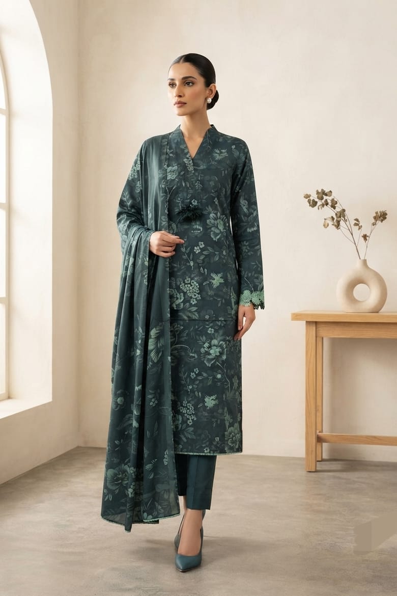 Tawakal Zeenat Linen Cotton Stitched Embroidered 3pc