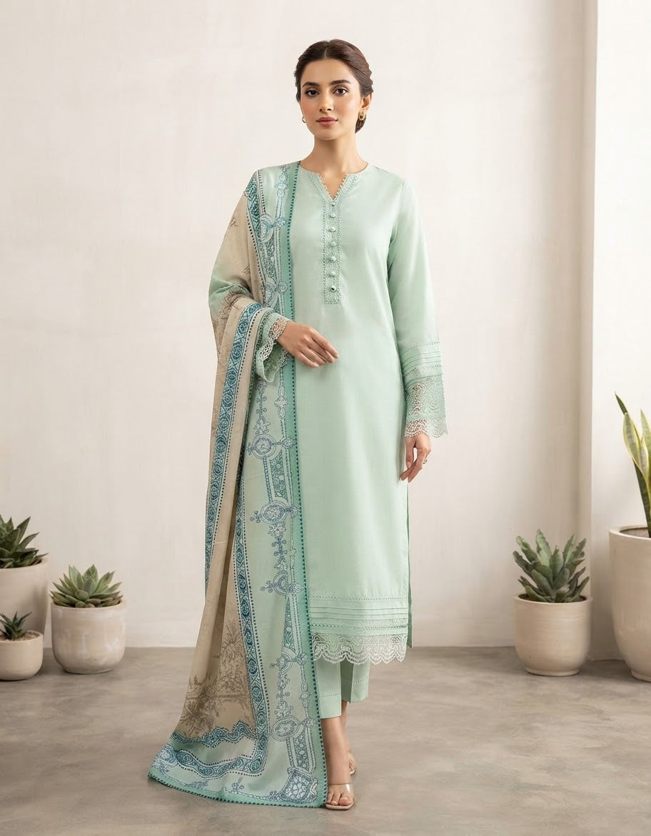 Tawakal Nayab Karandi Stitched Embroidered 3pc