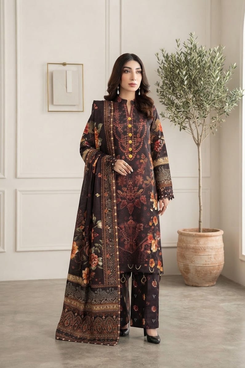 Johra Roha Unstitched Embroidered Staple Slub 3pc