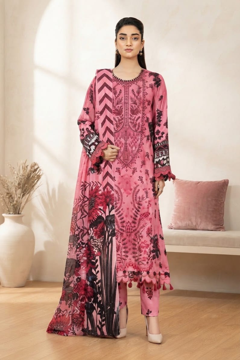 Johra Roha Unstitched Embroidered Staple Slub 3pc