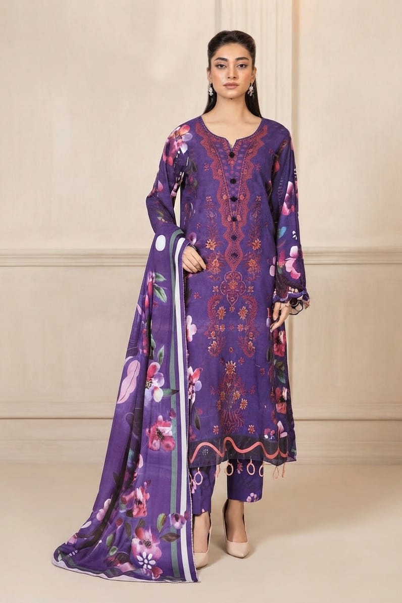 Johra Roha Unstitched Embroidered Staple Slub 3pc