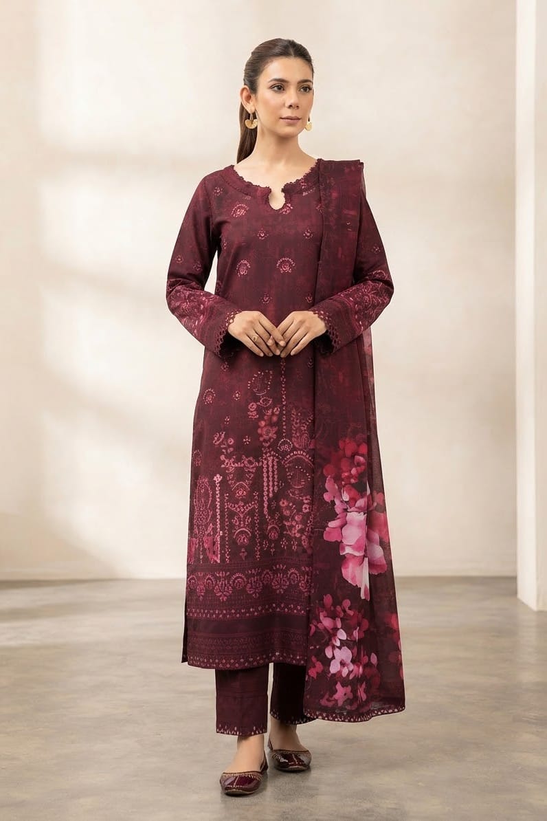 Johra Rohani Unstitched Embroidered Staple Slub 3pc