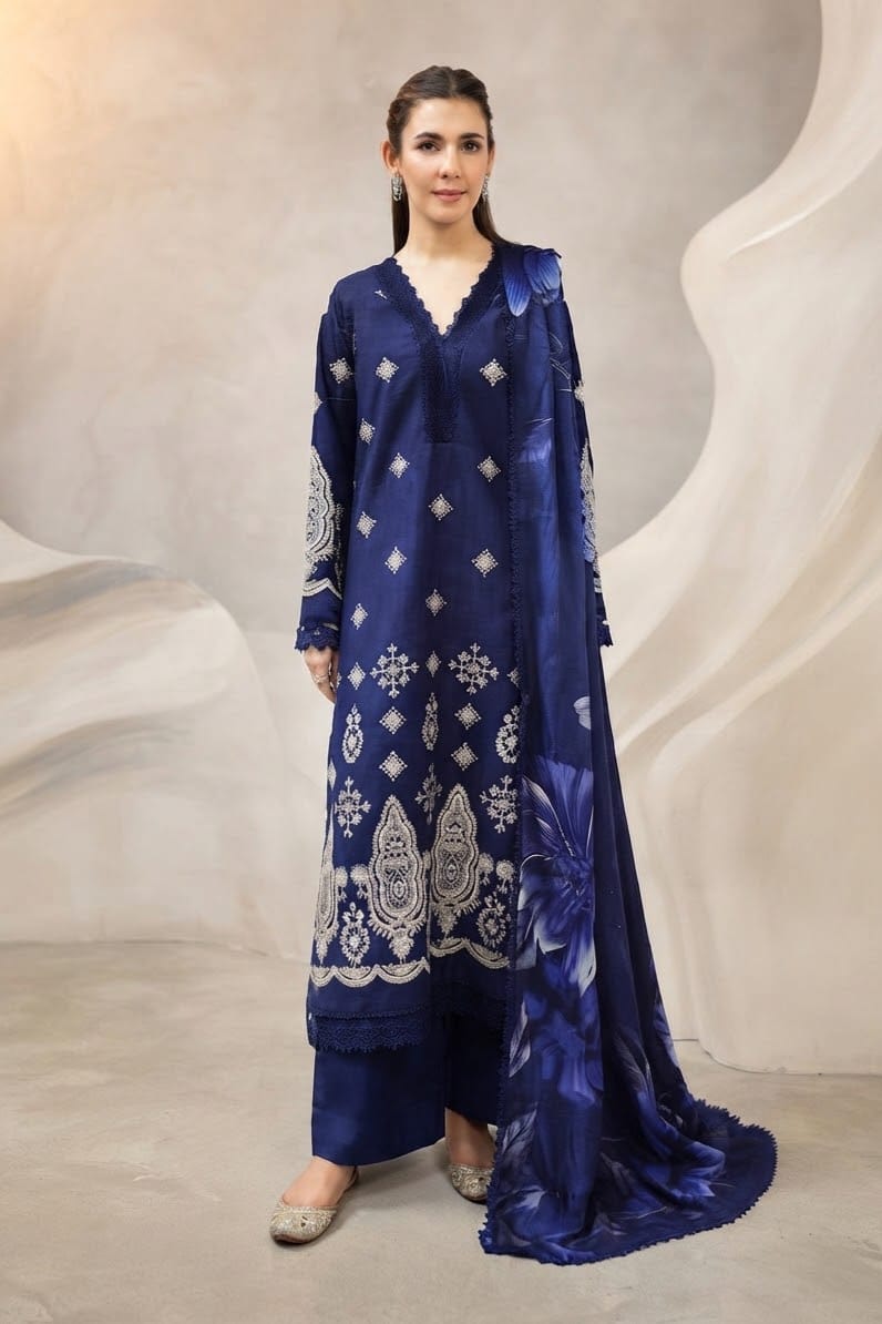 Johra Rohani Unstitched Embroidered Staple Slub 3pc