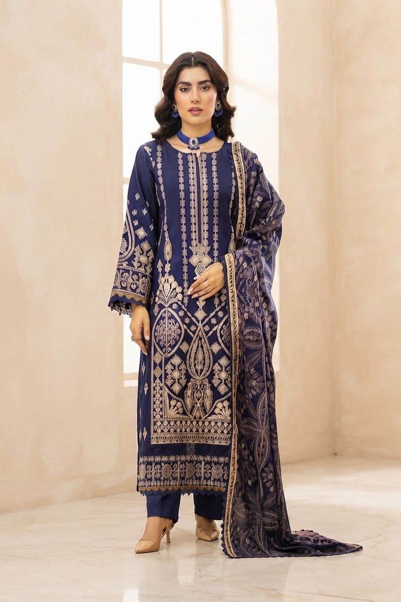 Johra Mahveen Unstitched Embroidered Linen Wool 3pc
