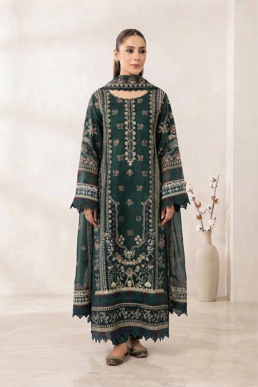 Johra Aseela Unstitched Embroidered Resham Karandi 3pc