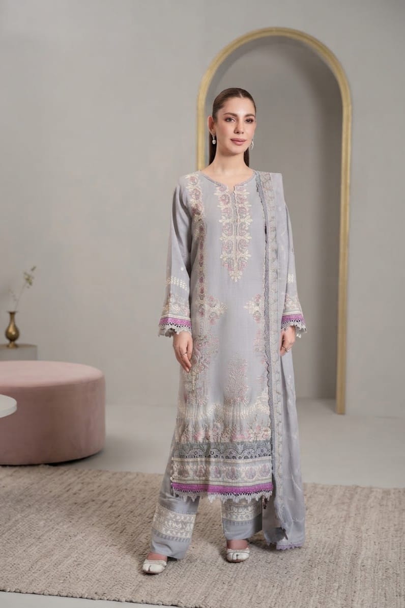 Johra Aseela Unstitched Embroidered Resham Karandi 3pc