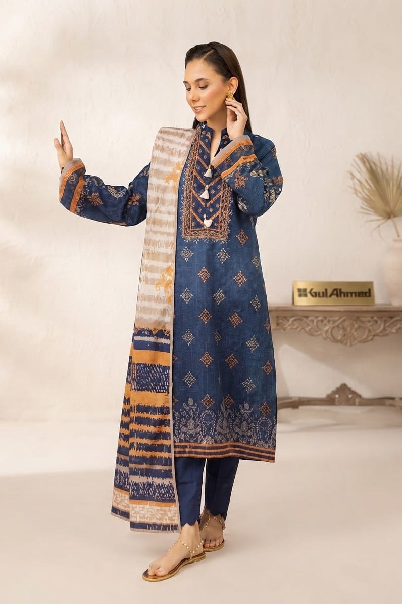 Gul Ahmed Unstitched Printed Khaddar 3pc